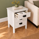 3 Drawer Bedside Table - Lawrence White Ivory Range