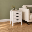 3 Drawer Bedside Table - Lawrence White Ivory Range