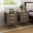 3 Drawer Bedside Table - Oslo Dark Wood Range