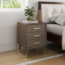 3 Drawer Bedside Table - Oslo Dark Wood Range