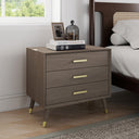 Large 3 Drawer Bedside Table - Oslo Dark Wood Range