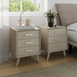 Pair of 3 Drawer Bedside Tables - Oslo Taupe Range
