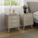 Pair of 3 Drawer Bedside Tables - Oslo Taupe Range