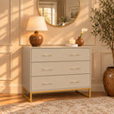 3 Drawer Chest of Drawers, Dressing Table Set &amp; Pair of One Drawer Bedside Tables - Liana Taupe Range