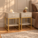 3 Drawer Chest of Drawers, Dressing Table Set &amp; Pair of One Drawer Bedside Tables - Liana Taupe Range