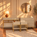 3 Drawer Chest of Drawers, Dressing Table Set &amp; Pair of One Drawer Bedside Tables - Liana Taupe Range