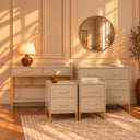 3 Drawer Chest of Drawers, Dressing Table Set &amp; Pair of Two Drawer Bedside Tables - Liana Taupe Range