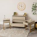 3 Drawer Chest of Drawers &amp; Pair of One Drawer Bedside Tables - Liana Taupe Range