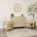 3 Drawer Chest of Drawers &amp; Pair of One Drawer Bedside Tables - Liana Taupe Range