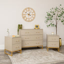 3 Drawer Chest of Drawers &amp; Pair of Two Drawer Bedside Tables - Liana Taupe Range