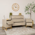 3 Drawer Chest of Drawers &amp; Pair of Two Drawer Bedside Tables - Liana Taupe Range