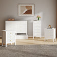 6 Drawer Chest of Drawers, Tall 5 Drawer Bedside Table and Pair of 3 Drawer Bedside Tables - Hales White Range