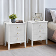 3 Drawer Chest of Drawers, Tall 5 Drawer Bedside Table, Pair of 3 Drawer Bedside Tables and Dressing Table Set - Hales White Range