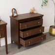 3 Drawer Dark Brown Wooden Reeded Chest of Drawers - Georgian Range