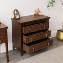 3 Drawer Dark Brown Wooden Reeded Chest of Drawers - Georgian Range