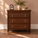 3 Drawer Dark Wood Reeded Chest of Drawers - Georgian Range