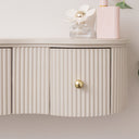 3 Drawer Reeded Wall Mounted Floating Console &amp; Dressing Table - Willow Taupe-Grey Range