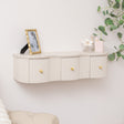 3 Drawer Reeded Wall Mounted Floating Console &amp; Dressing Table - Willow Taupe-Grey Range