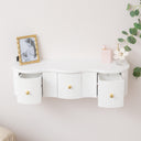 3 Drawer Reeded Wall Mounted Floating Console &amp; Dressing Table - Willow White Range