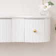 3 Drawer Reeded Wall Mounted Floating Console &amp; Dressing Table - Willow White Range