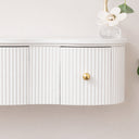 3 Drawer Reeded Wall Mounted Floating Console &amp; Dressing Table - Willow White Range