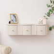 3 Drawer Reeded Wall Mounted Floating Dressing Table &amp; Pair of Bedside Tables - Willow Taupe-Grey Range