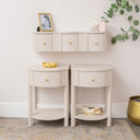 3 Drawer Reeded Wall Mounted Floating Dressing Table & Pair of Bedside Tables - Willow Taupe-Grey Range