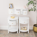 3 Drawer Reeded Wall Mounted Floating Dressing Table &amp; Pair of Bedside Tables - Willow White Range