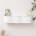 3 Drawer Reeded Wall Mounted Floating Dressing Table &amp; Pair of Bedside Tables - Willow White Range