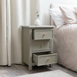 3 Drawer Scallop Bedside Table - Staunton Taupe Range
