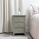 3 Drawer Scallop Bedside Table - Staunton Taupe Range