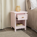 One Drawer Scalloped Bedside Table - Staunton Pink Range