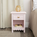 One Drawer Scalloped Bedside Table - Staunton Pink Range