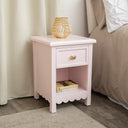 One Drawer Scalloped Bedside Table - Staunton Pink Range
