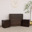 3 Drawer Wooden Chest of Drawers and Pair of 2 Drawer Bedside Tables - Kingsley Range