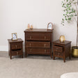 3 Drawer Wooden Reeded Chest of Drawers and Pair of 2 Drawer Bedside Tables - Georgian Range