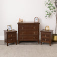 3 Drawer Wooden Reeded Chest of Drawers and Pair of 2 Drawer Bedside Tables - Georgian Range