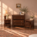 3 Drawer Wooden Reeded Chest of Drawers and Pair of 2 Drawer Bedside...