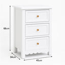 Pair of Scalloped 3 Drawer Bedside Tables - Staunton White Range