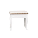 Antique White Dressing Table Desk with Triple Mirror and Stool - Pays Blanc Range