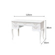 Antique White Dressing Table Desk with Triple Mirror and Stool - Pays Blanc Range