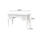 Antique White Dressing Table Desk with Triple Mirror and Stool - Pays Blanc Range