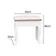 Antique White Dressing Table Desk with Triple Mirror and Stool - Pays Blanc Range