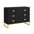 Large 3 Drawer Chest of Drawers and Pair of Bedside Tables - Elle Black Range