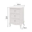 Pair of White 3 Drawer Bedside Tables - Victoria Range