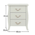 Large 3 Drawer Chest of Drawers & Pair of Bedside Tables - Elizabeth Ivory Range