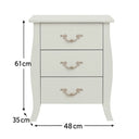 Large 3 Drawer Chest of Drawers & Pair of Bedside Tables - Elizabeth Ivory Range