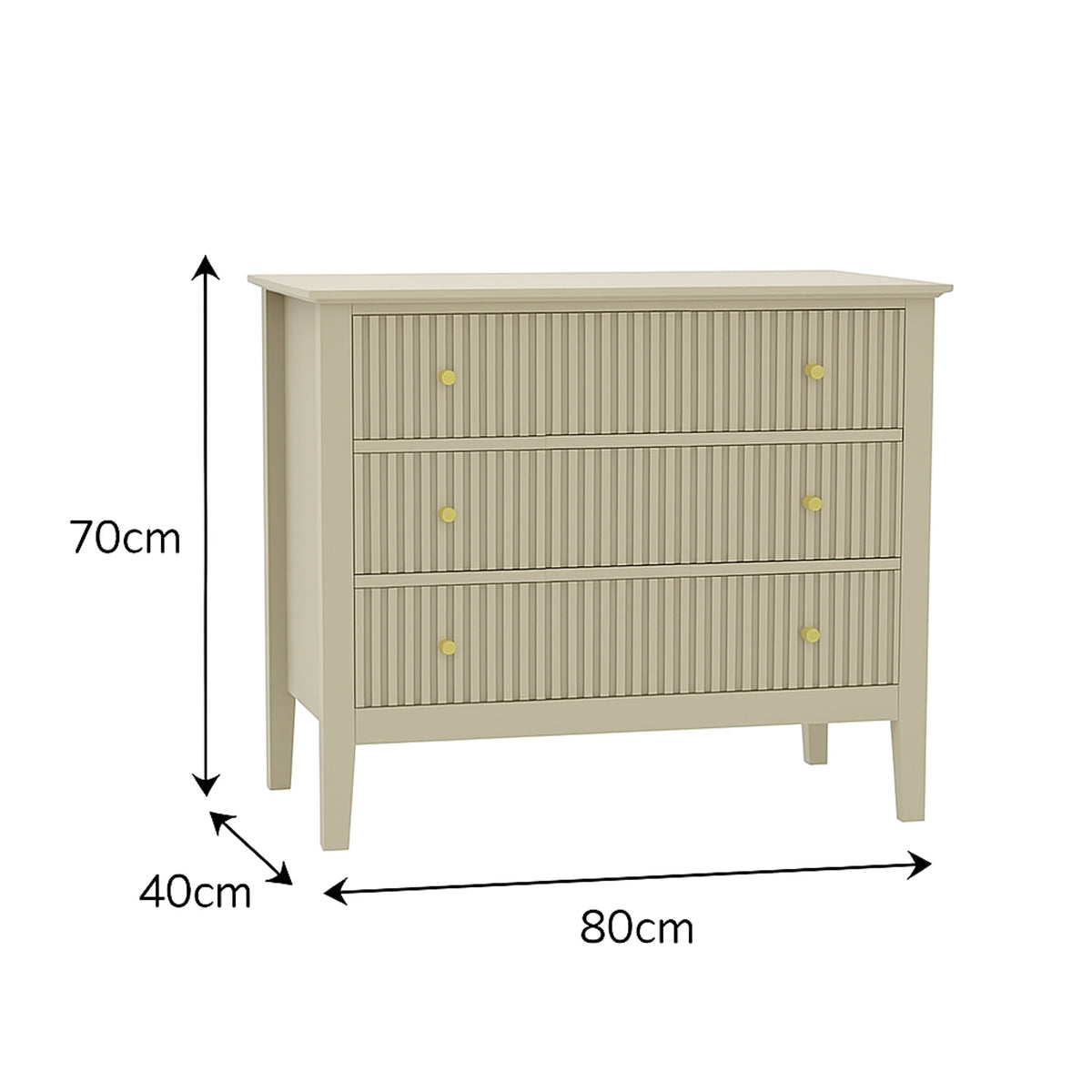 3 Drawer Chest of Drawers - Hales Taupe Range – Melody Maison