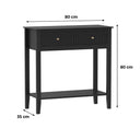 Black 2 Drawer Console / Dressing Table - Hales Black Range