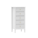 6 Drawer Chest of Drawers, Tall 5 Drawer Bedside Table and Pair of 3 Drawer Bedside Tables - Hales White Range